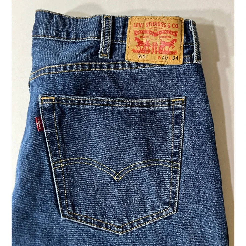 Levis 550 Jeans Mens 40x34  Relaxed Fit Tapered Leg Medium Wash Blue Big & Tall